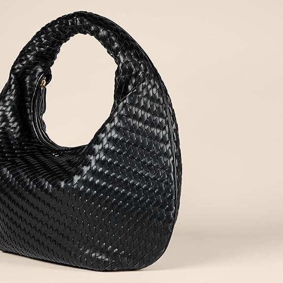 Sac à Bandoulière Tissé Noir F