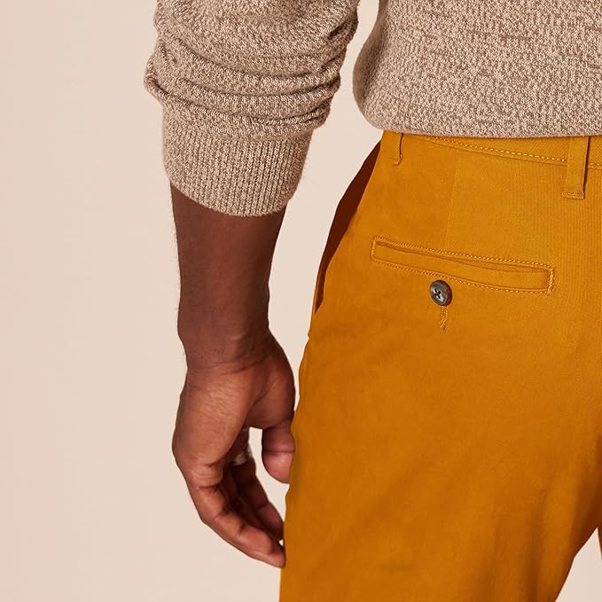 Pantalon Chino Extensible Style décontracté Fauve Foncé B