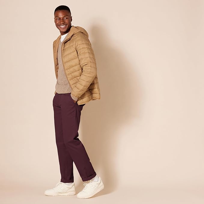 Pantalon Chino Extensible Style décontracté Bordeaux B