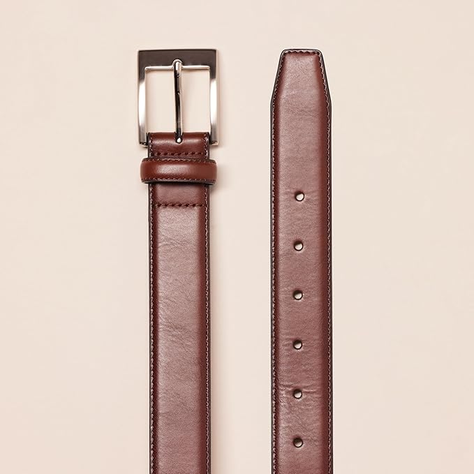 Ceinture en Cuir Style Classique Havane B