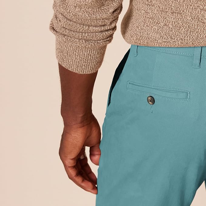 Pantalon Chino Extensible Style décontracté Vert Foncé B