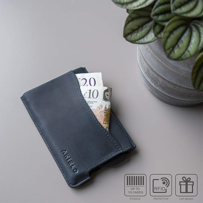 Portefeuille Homme Minimaliste Édition Cuir Bleu Marine I