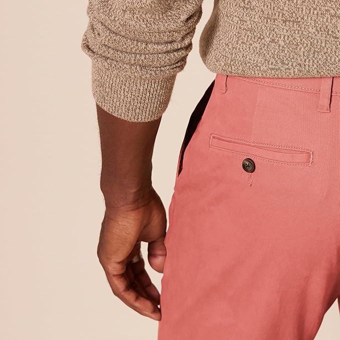 Pantalon Chino Extensible Style décontracté Rouge Framboise B