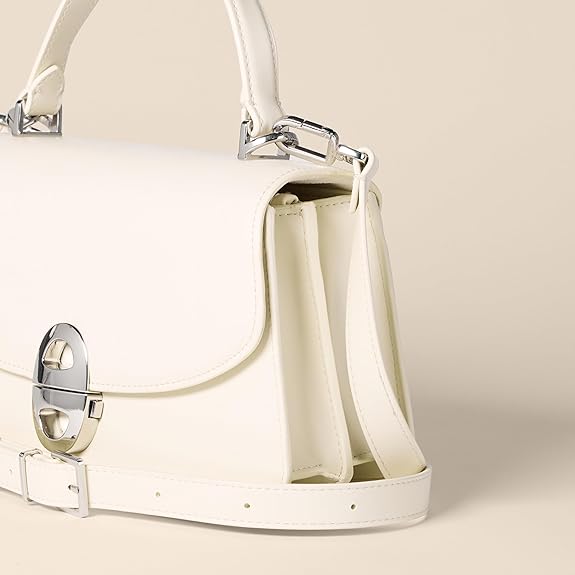 Sac à Main avec Anse Similicuir Blanc Cassé E