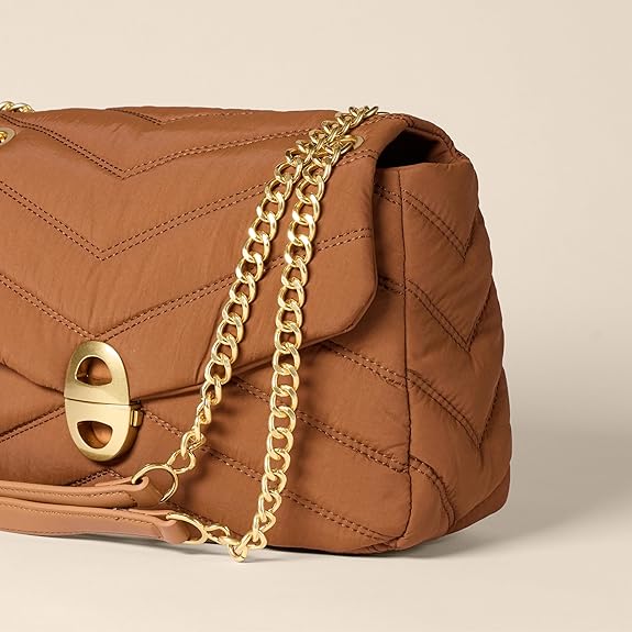 Sac à Rabat Matelassé Nylon Marron Foncé G