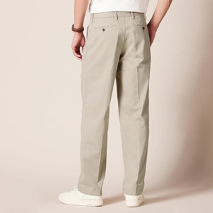 Pantalon Plissé Infroissable Kaki Beige A