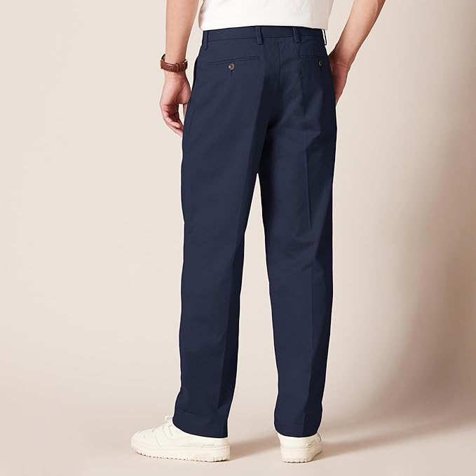 Pantalon Plissé Infroissable Bleu Marine A