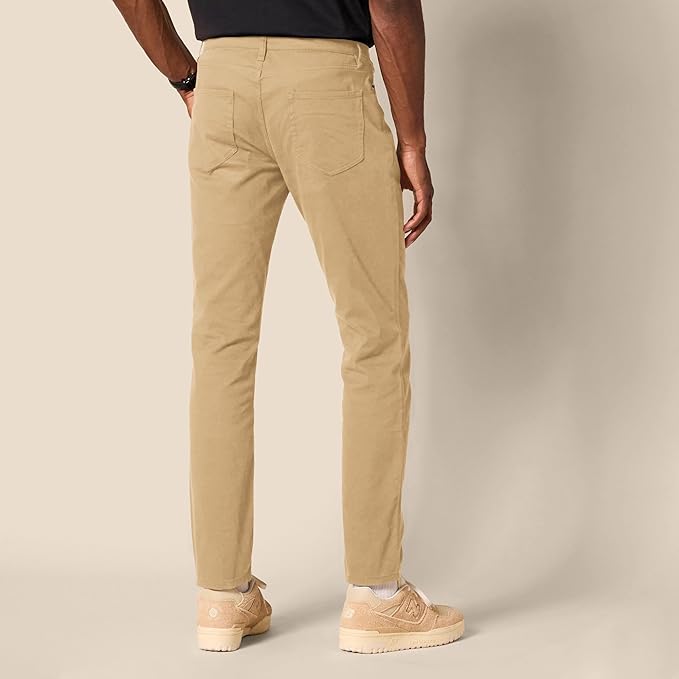 Pantalon Sergé Stretch Brun Kaki Foncé G