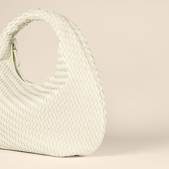 Sac à Bandoulière Tissé Blanc Cassé F