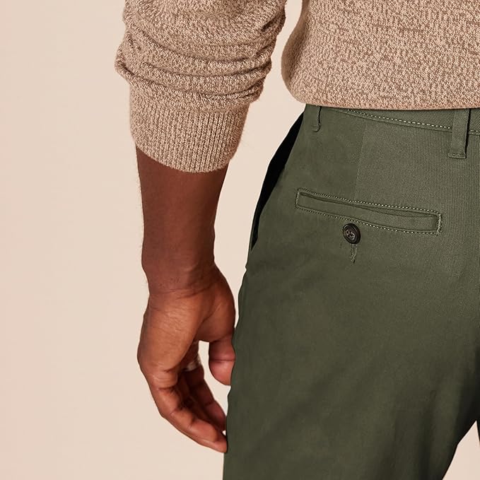 Pantalon Chino Extensible Style décontracté Vert Olive B