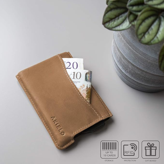 Portefeuille Homme Minimaliste Édition Cuir Brun Clair I