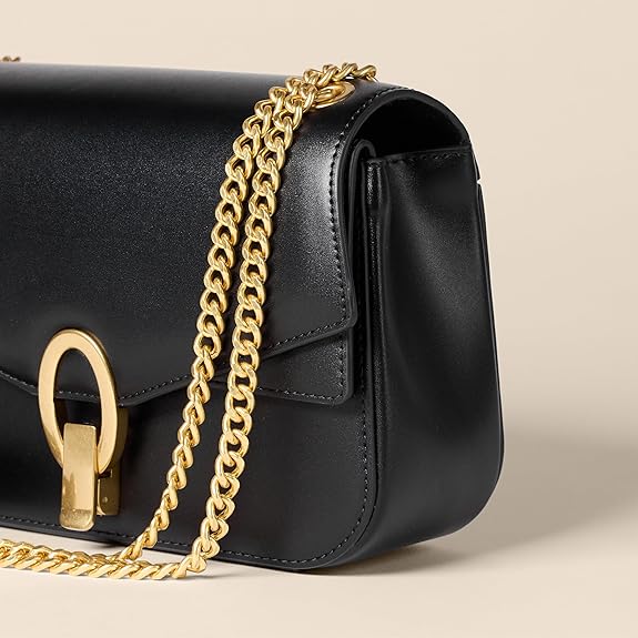 Sac à Bandoulière avec Chaîne Similicuir Noir J