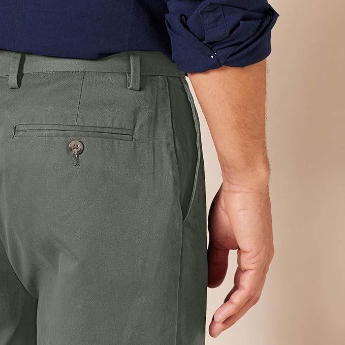 Pantalon Chino Infroissable Olive Foncé E