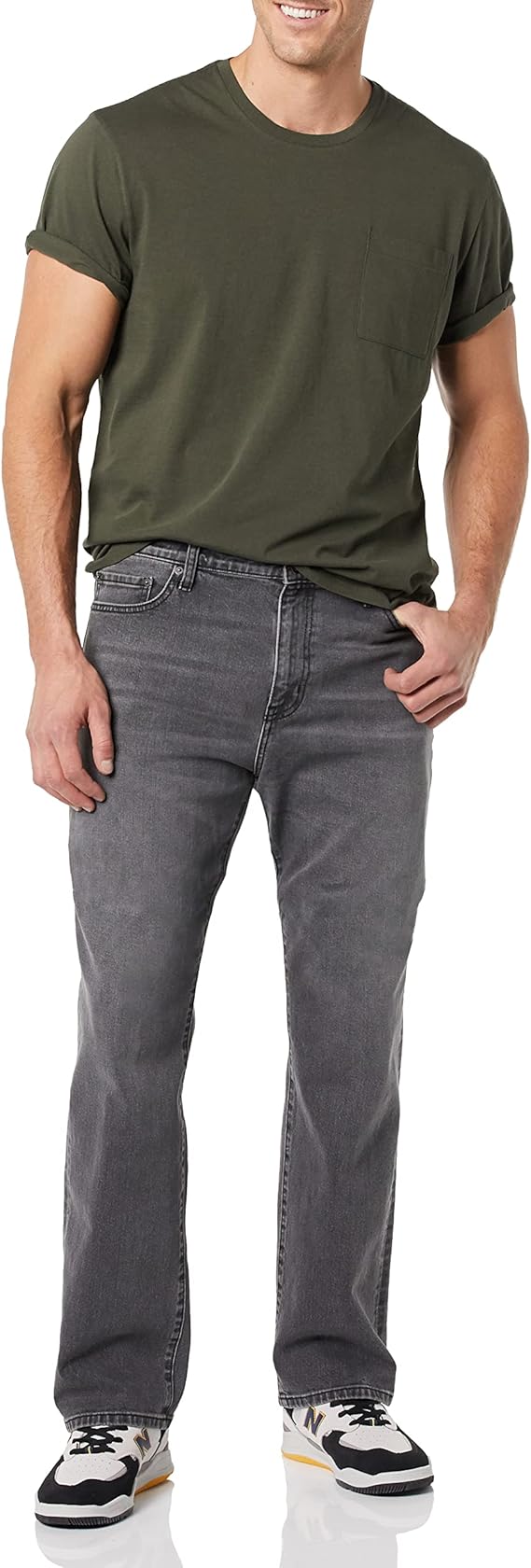 Jean bootcut à coupe Droite Gris Délavé H