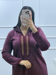 Jellaba de couleur Aubergine