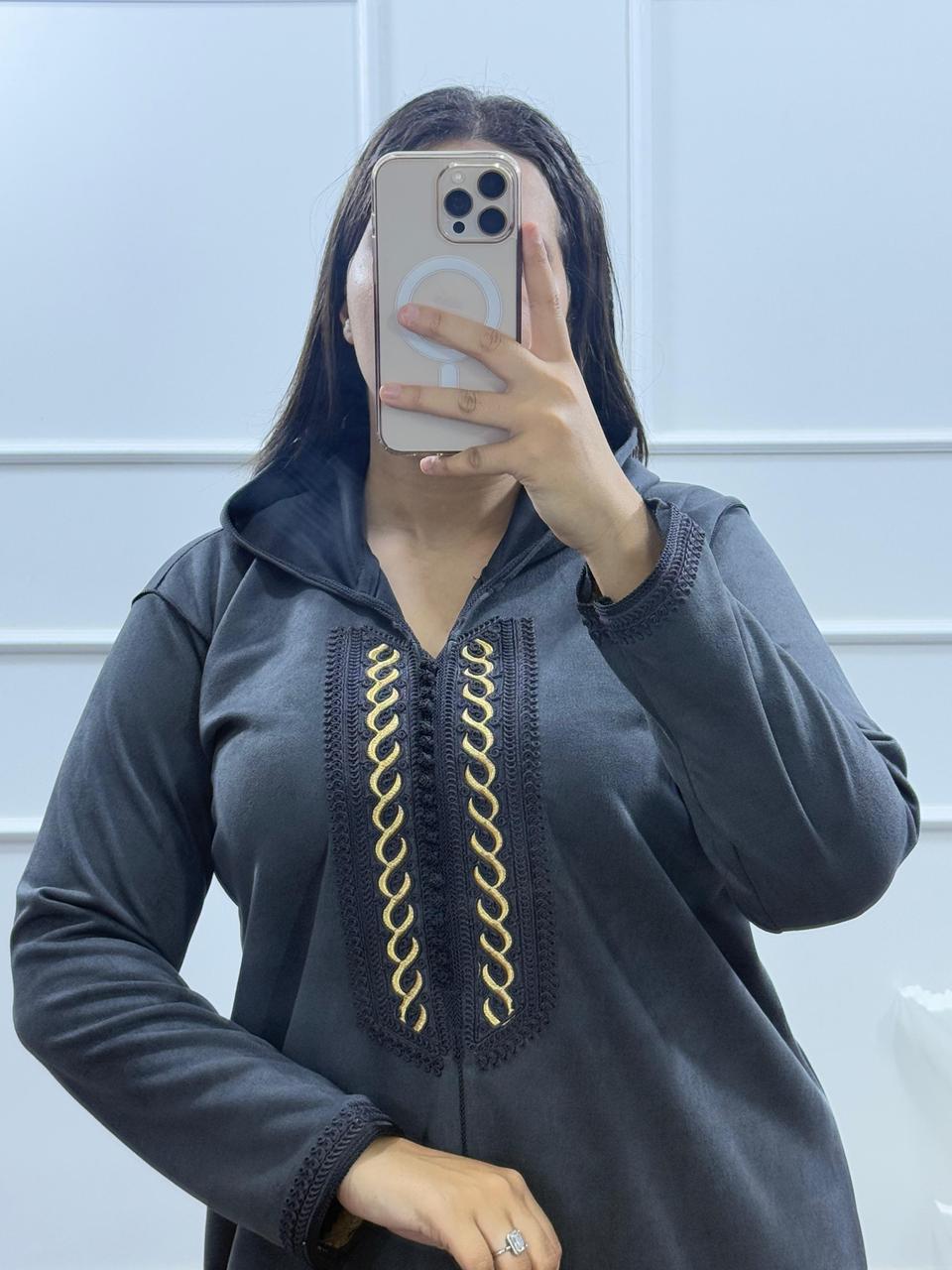 Jellaba de couleur Gris Anthracite