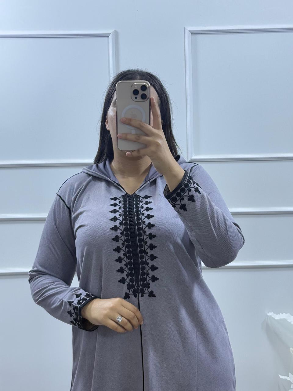 Jellaba de couleur Gris Moyen