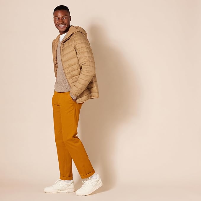 Pantalon Chino Extensible Style décontracté Fauve Foncé B