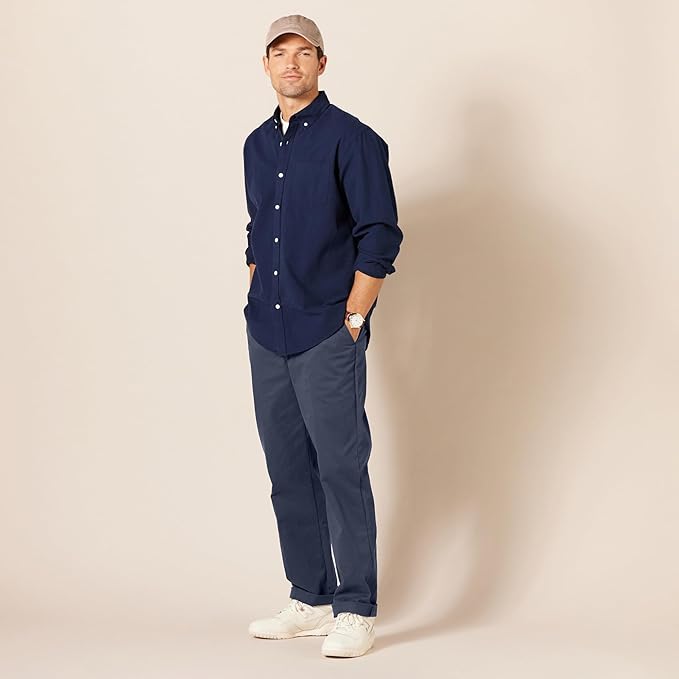 Pantalon Chino Infroissable Bleu Marine E