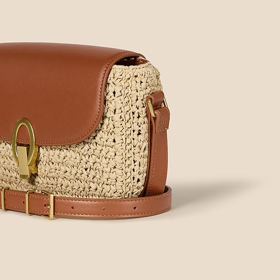 Sac Bandoulière en Raphia Marron D