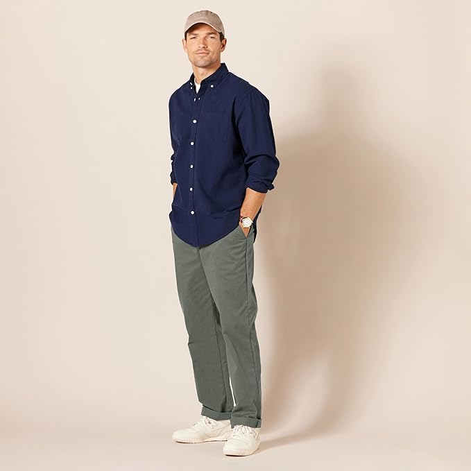 Pantalon Chino Infroissable Olive Foncé E