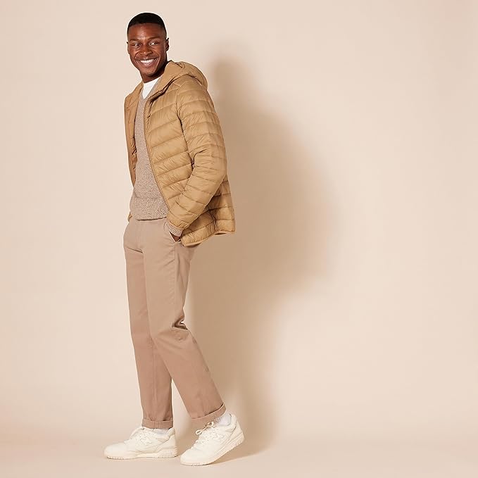 Pantalon Chino Extensible Style décontracté Brun Kaki Foncé B