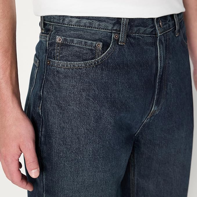 Jean Coupe Décontractée Teinté Foncé Délavé D