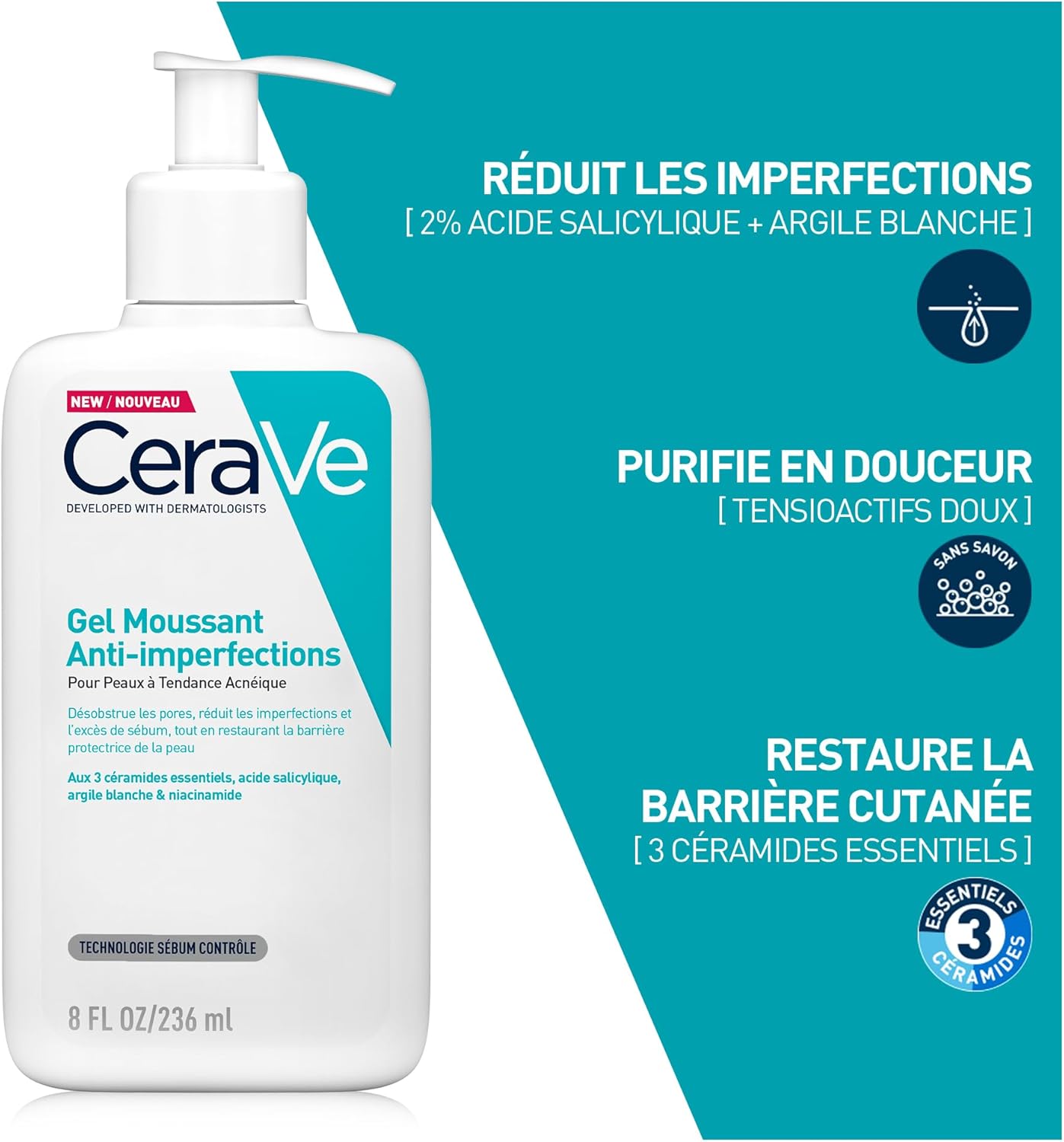 Gel Moussant Anti-Imperfections - Purifie la Peau A