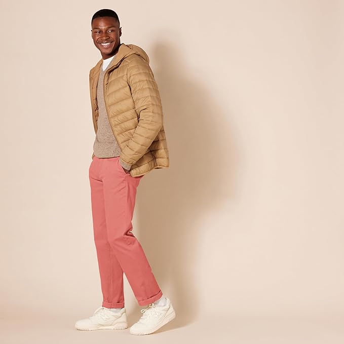 Pantalon Chino Extensible Style décontracté Rouge Framboise B