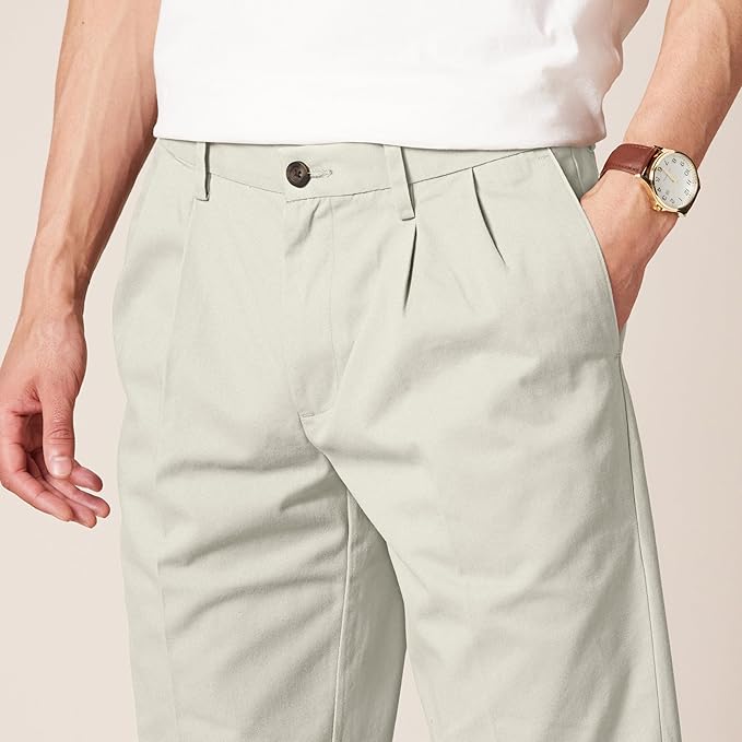 Pantalon Plissé Infroissable Gris Pierre A