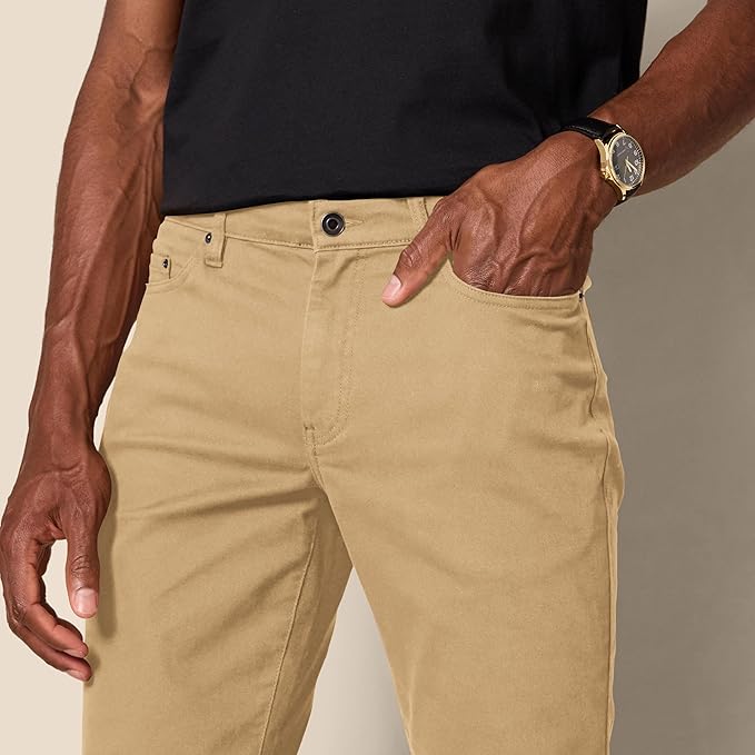 Pantalon Sergé Stretch Brun Kaki Foncé G