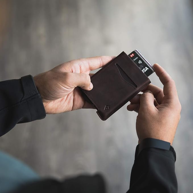 Portefeuille Homme Minimaliste Édition Cuir Moka Foncé I