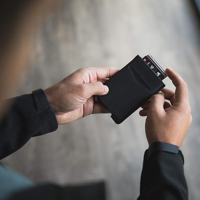 Portefeuille Homme Minimaliste Édition Cuir Bleu Marine I