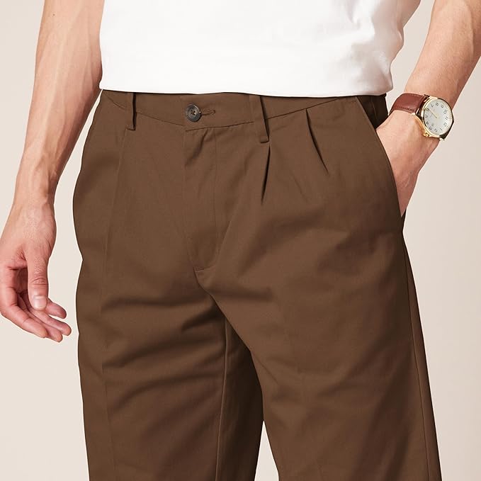 Pantalon Plissé Infroissable Brun A