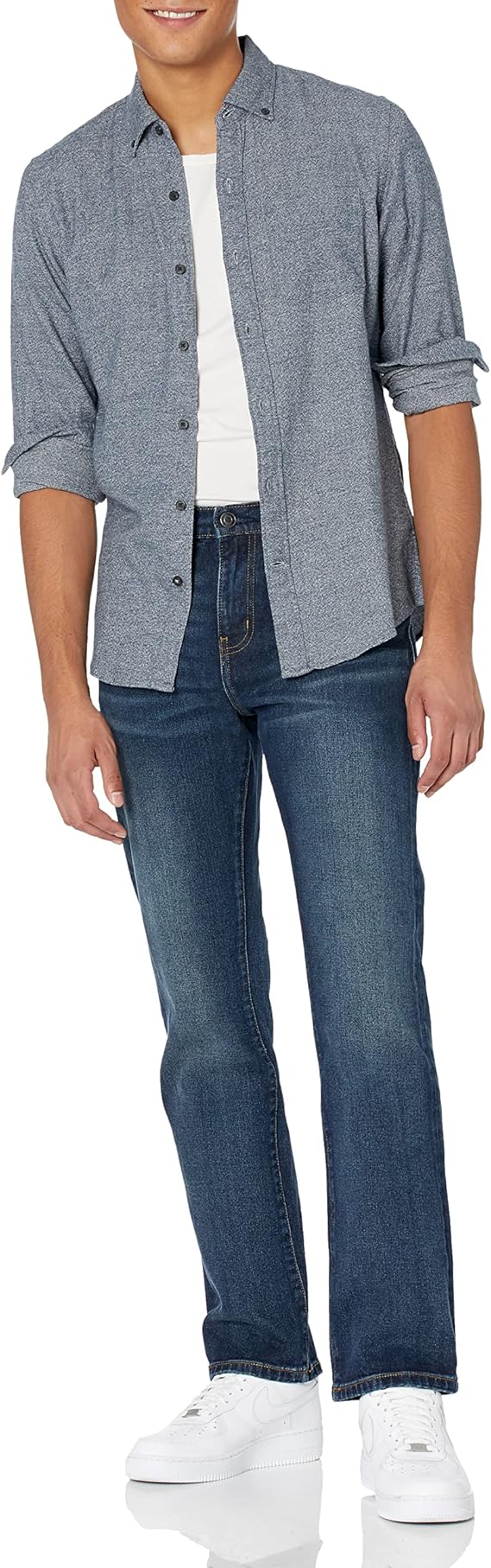 Jean bootcut à coupe droite Délavé Foncé H