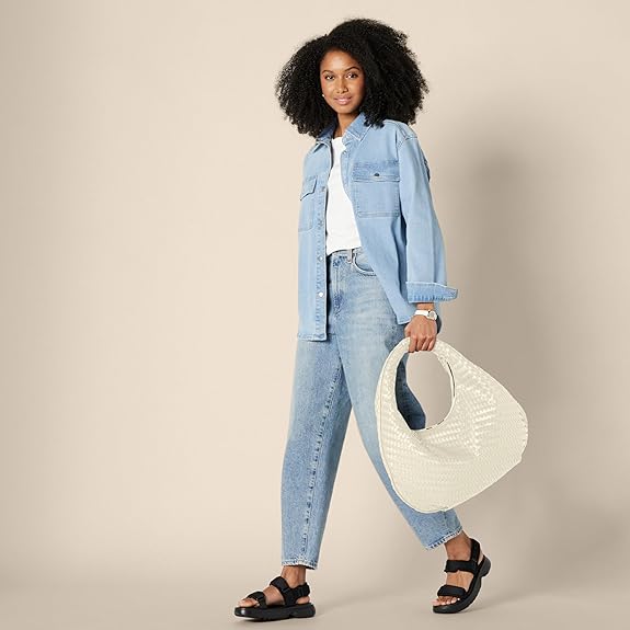 Sac à Bandoulière Tissé Blanc Cassé F