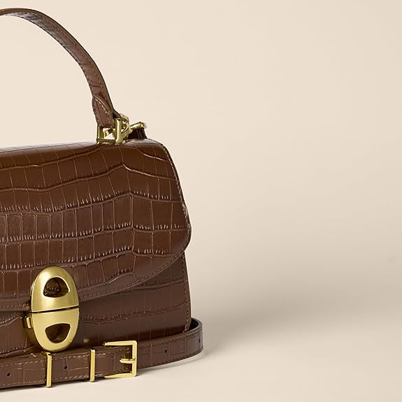 Sac à Main avec Anse Fausse Crocodile Brun Clair E