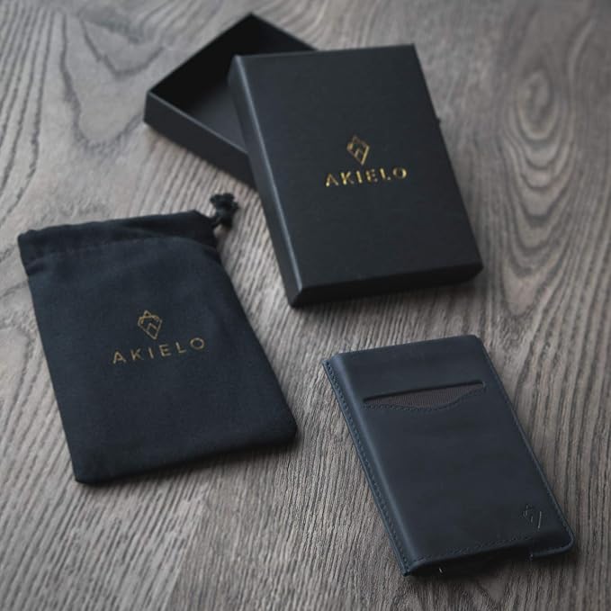 Portefeuille Homme Minimaliste Édition Cuir Bleu Marine I