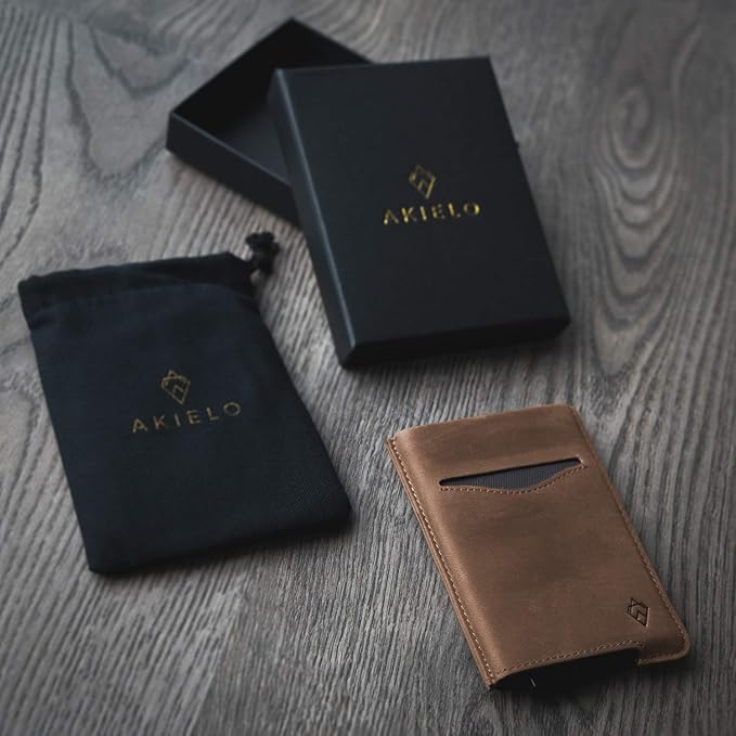 Portefeuille Homme Minimaliste Édition Cuir Brun Clair I