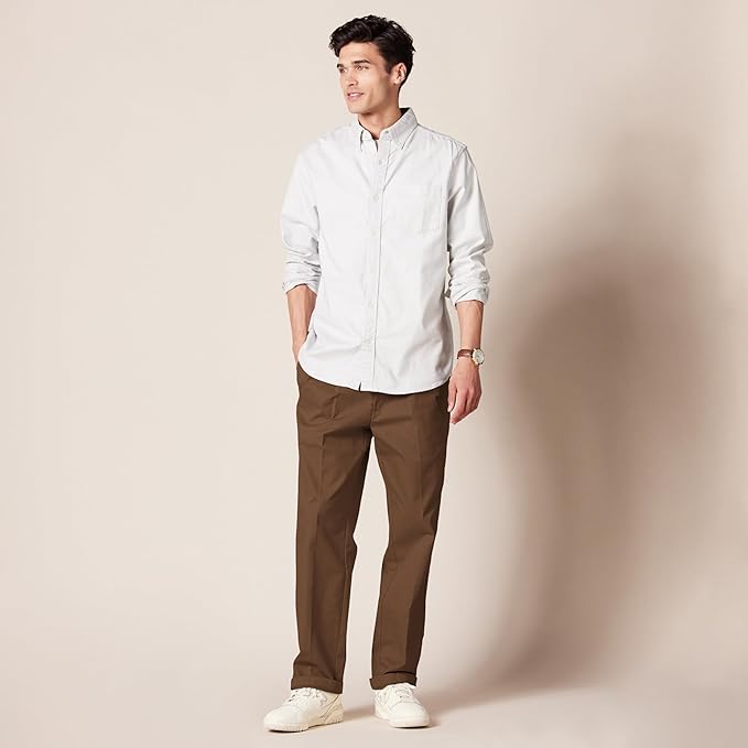 Pantalon Plissé Infroissable Brun A