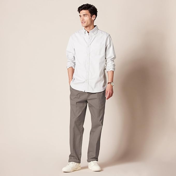 Pantalon Plissé Infroissable Brun Foncé A