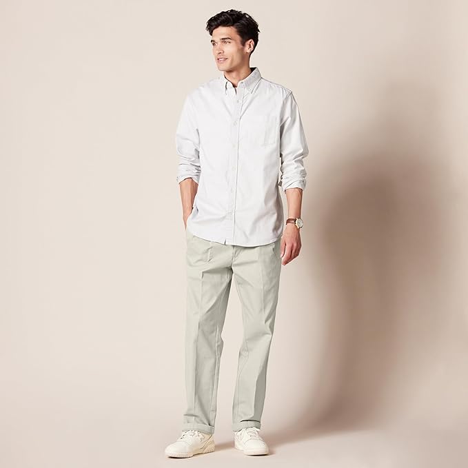 Pantalon Plissé Infroissable Gris Pierre A