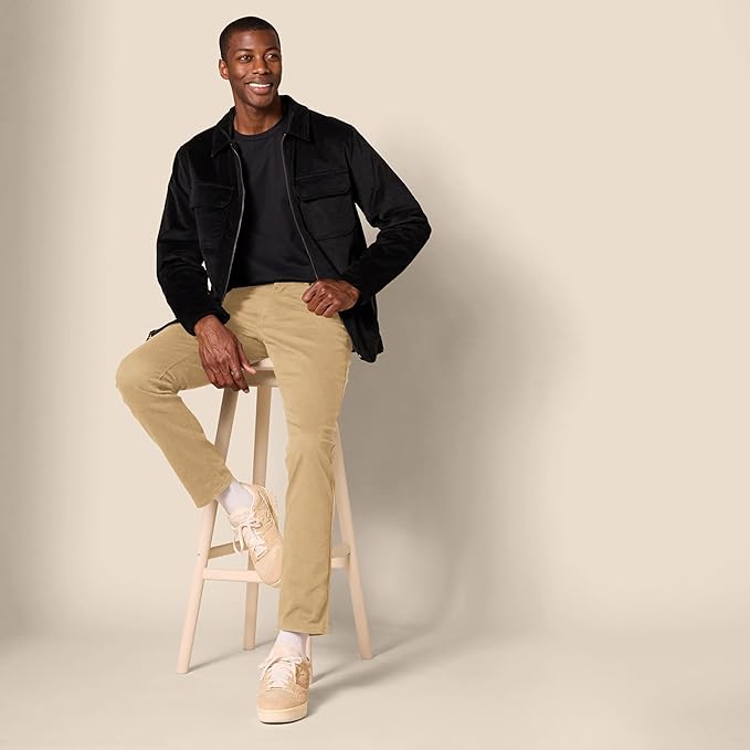 Pantalon Sergé Stretch Brun Kaki Foncé G