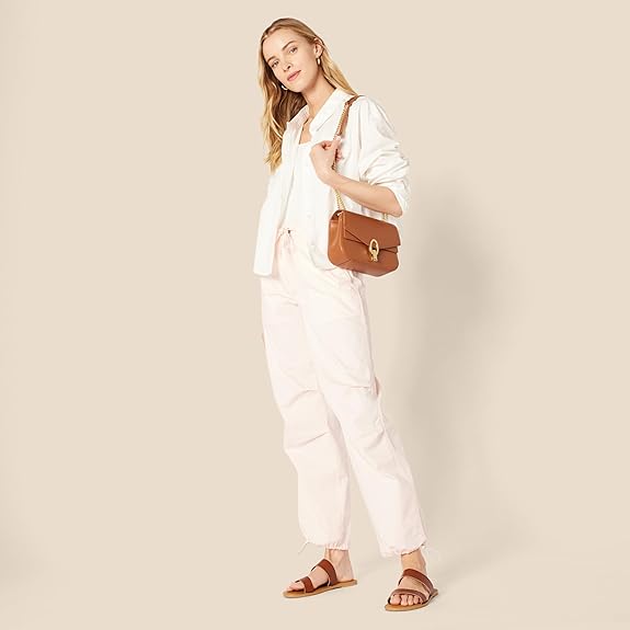 Sac à Bandoulière avec Chaîne Similicuir Brun Clair J