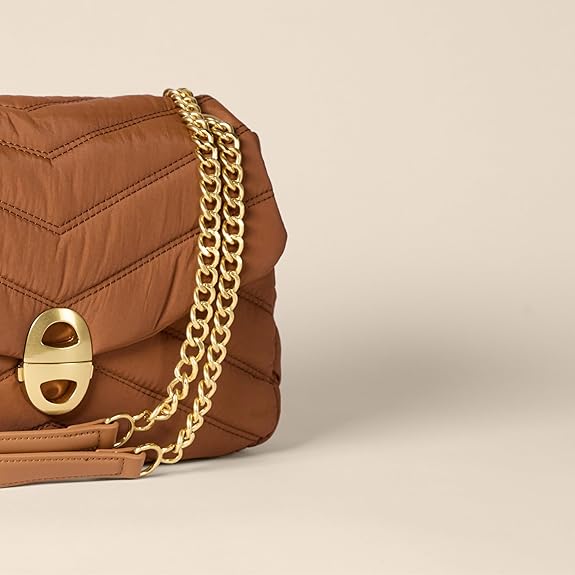 Sac à Rabat Matelassé Nylon Marron Foncé G