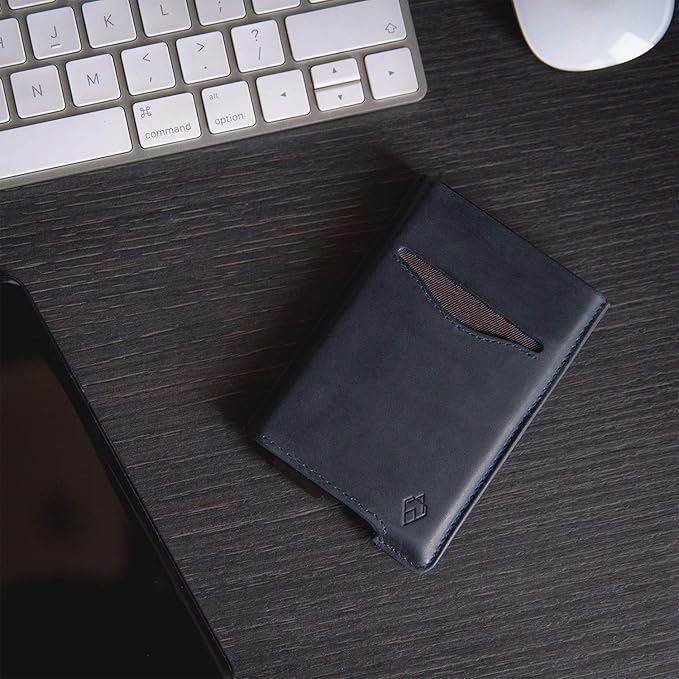 Portefeuille Homme Minimaliste Édition Cuir Bleu Marine I