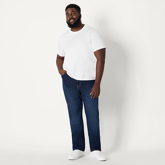 Jean Coupe Décontractée Bleu Nuit Foncé Délavé D