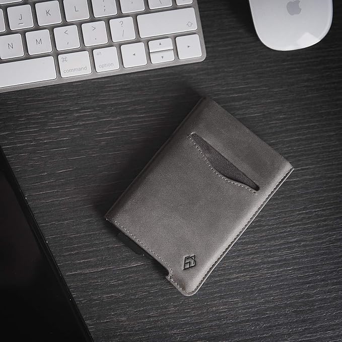 Portefeuille Homme Minimaliste Édition Cuir Gris Ardoise I