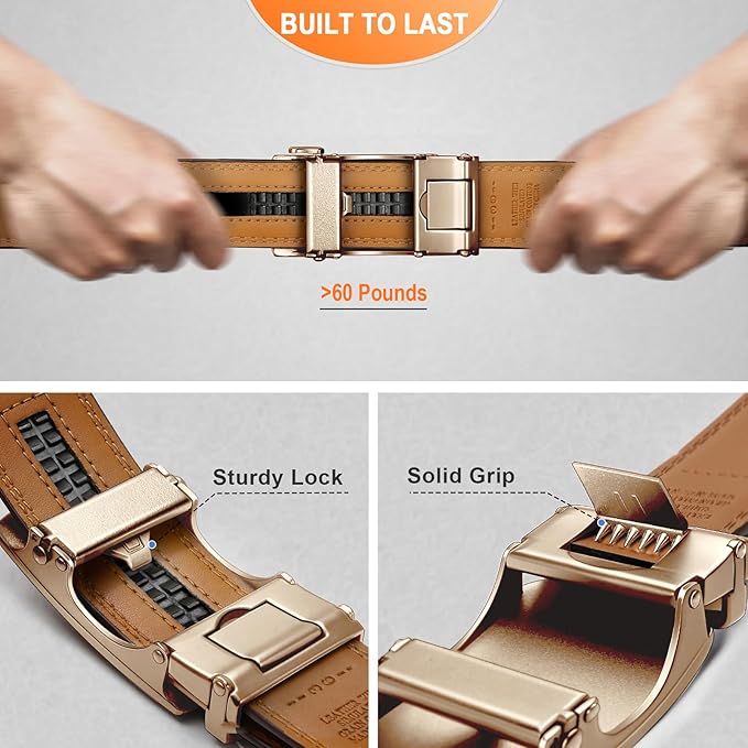 Ceinture Automatique en Cuir Marron Clair233 D