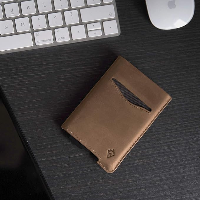 Portefeuille Homme Minimaliste Édition Cuir Brun Clair I